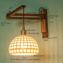 GobekUsa Ceramic LED Wall Sconce Walnut Wood Copper Pull Chain Switch Light