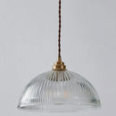 GobekUsa Ribbed Glass Pendant Light - Simplicity Brass Mini Hanging Lamp for Dining Room