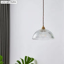 GobekUsa Ribbed Glass Pendant Light - Simplicity Brass Mini Hanging Lamp for Dining Room