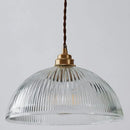 GobekUsa Ribbed Glass Pendant Light - Simplicity Brass Mini Hanging Lamp for Dining Room