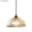 GobekUsa Ribbed Glass Pendant Light - Simplicity Brass Mini Hanging Lamp for Dining Room