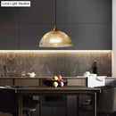 GobekUsa Ribbed Glass Pendant Light - Simplicity Brass Mini Hanging Lamp for Dining Room