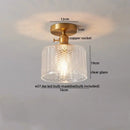 GobekUsa Glass Copper LED Ceiling Light - Simple Art Decorative Chandelier