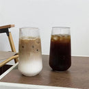 Ribbed glass cup set with bamboo lid and straw for kitchen dining by Decorbites
