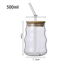Ribbed glass cup with bamboo lid and straw kitchen tumbler by Decorbites