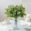 Ribbed glass eucalyptus leaves vase with lavender living room decor by Decorbites