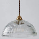 GobekUsa Ribbed Glass Pendant Light - Simplicity Brass Mini Hanging Lamp for Dining Room