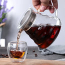 Ribbed glass pour over coffee maker pot kitchen brewer with wood lid by Decorbites
