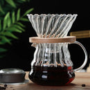 Ribbed glass pour over coffee maker pot kitchen brewer with wood lid by Decorbites