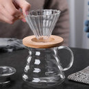 Ribbed glass pour over coffee maker pot kitchen brewer with wood lid by Decorbites