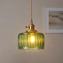 GobekUsa Green Glass Pendant Light Switch Bar Bedroom Copper Hanging Lamp
