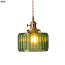 GobekUsa Green Glass Pendant Light Switch Bar Bedroom Copper Hanging Lamp
