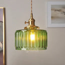 GobekUsa Green Glass Pendant Light Switch Bar Bedroom Copper Hanging Lamp