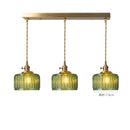 GobekUsa Green Glass Pendant Light Switch Bar Bedroom Copper Hanging Lamp