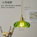GobekUsa Green Glass Pendant Light Switch Bar Bedroom Copper Hanging Lamp