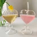 Ribbed heart love glass mugs kitchen dining room couple cups by Decorbites