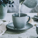 Ribbed matte gray ceramic coffee cup set dining room porcelain mug by Decorbites