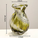 GobekUsa Green Glass Vase Hydroponics Plant Pots for Table Decoration and Floral Arrangement