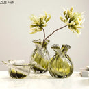 GobekUsa Green Glass Vase Hydroponics Plant Pots for Table Decoration and Floral Arrangement