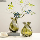 GobekUsa Green Glass Vase Hydroponics Plant Pots for Table Decoration and Floral Arrangement