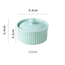 Ribbed pink ceramic dessert bowl with lid dining room ramekin by Decorbites