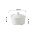 Ribbed pink ceramic dessert bowl with lid dining room ramekin by Decorbites