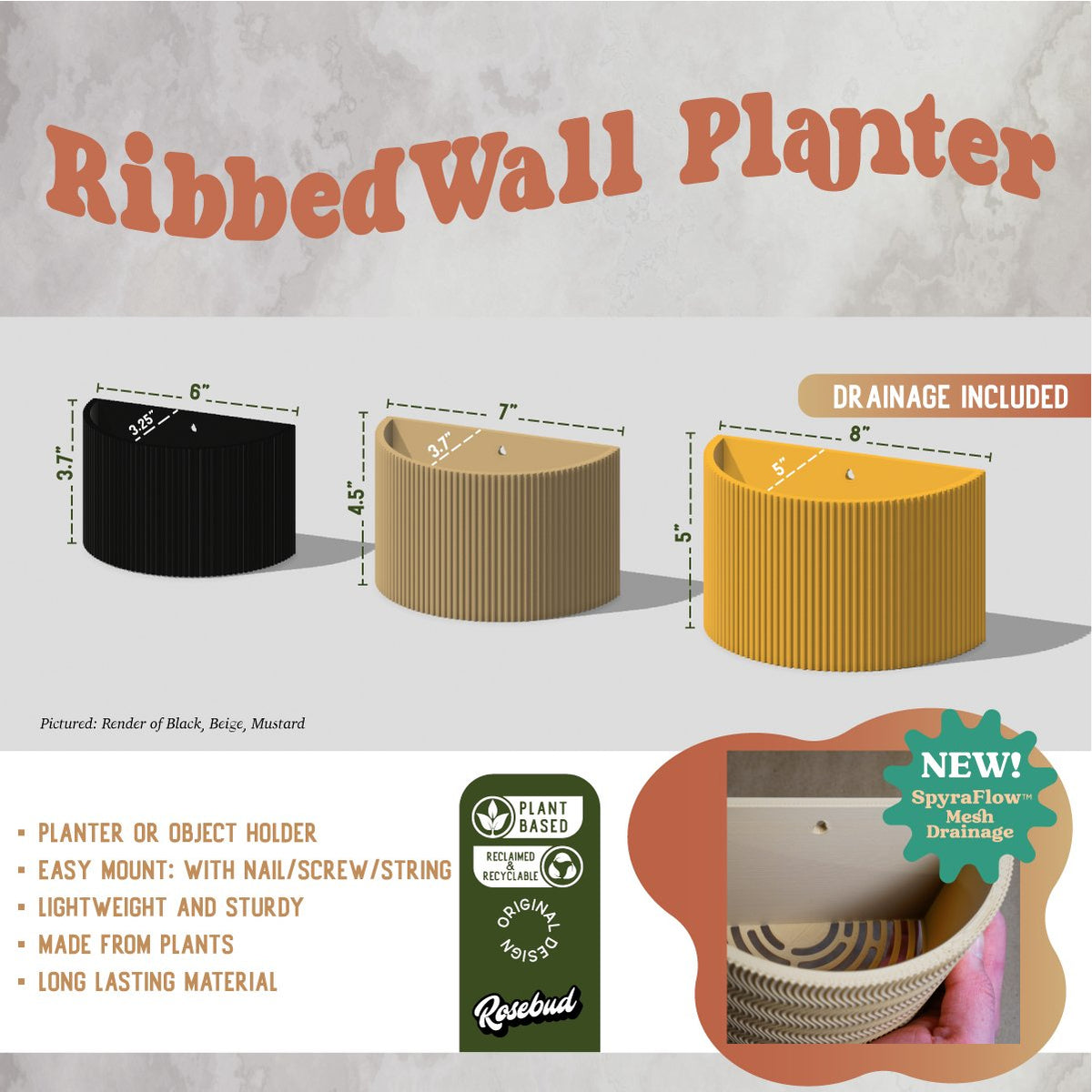 Ribbed Wall Planter, photo 3 of 19