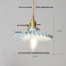 GobekUsa Ceramic LED Pendant Light Fixture with Adjustable Wire, Brass Knob Switch