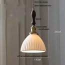GobekUsa Ceramic LED Pendant Light Fixture with Adjustable Wire, Brass Knob Switch