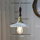 GobekUsa Ceramic LED Pendant Light Fixture with Adjustable Wire, Brass Knob Switch