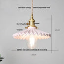 GobekUsa Ceramic LED Pendant Light Fixture with Adjustable Wire, Brass Knob Switch