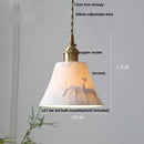 GobekUsa Ceramic LED Pendant Light Fixture with Adjustable Wire, Brass Knob Switch