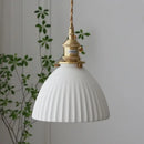 GobekUsa Ceramic LED Pendant Light Fixture with Adjustable Wire, Brass Knob Switch