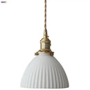 GobekUsa Ceramic LED Pendant Light Fixture with Adjustable Wire, Brass Knob Switch