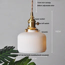GobekUsa Ceramic LED Pendant Light Fixture with Adjustable Wire, Brass Knob Switch