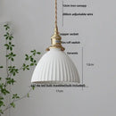 GobekUsa Ceramic LED Pendant Light Fixture with Adjustable Wire, Brass Knob Switch