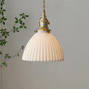 GobekUsa Ceramic LED Pendant Light Fixture with Adjustable Wire, Brass Knob Switch