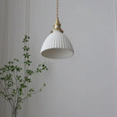 GobekUsa Ceramic LED Pendant Light Fixture with Adjustable Wire, Brass Knob Switch