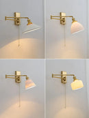 GobekUsa Brass Swing Arm Wall Sconce Creamic Wall Lights