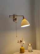 GobekUsa Brass Swing Arm Wall Sconce Creamic Wall Lights
