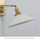 GobekUsa Brass Swing Arm Wall Sconce Creamic Wall Lights