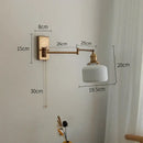 GobekUsa Brass Swing Arm Wall Sconce Creamic Wall Lights