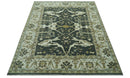 Richmond Custom Made Charcoal and Beige Hand Knotted Oushak wool Area Rug