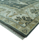 Richmond Custom Made Charcoal and Beige Hand Knotted Oushak wool Area Rug