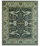 Richmond Custom Made Charcoal and Beige Hand Knotted Oushak wool Area Rug
