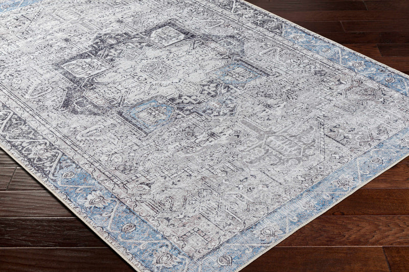 Rosman Blue&Beige  - Promo Washable Area Rug - Clearance