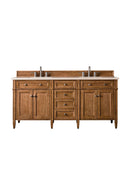 James Martin Brittany 72" Double Bathroom Vanity, Saddle Brown
