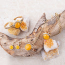 River Rocks Yellow Quartz and Golden Cuff Bracelet
