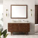 James Martin Amberly 60" Dual Mount Single Bathroom Vanity, Mid-Century Walnut