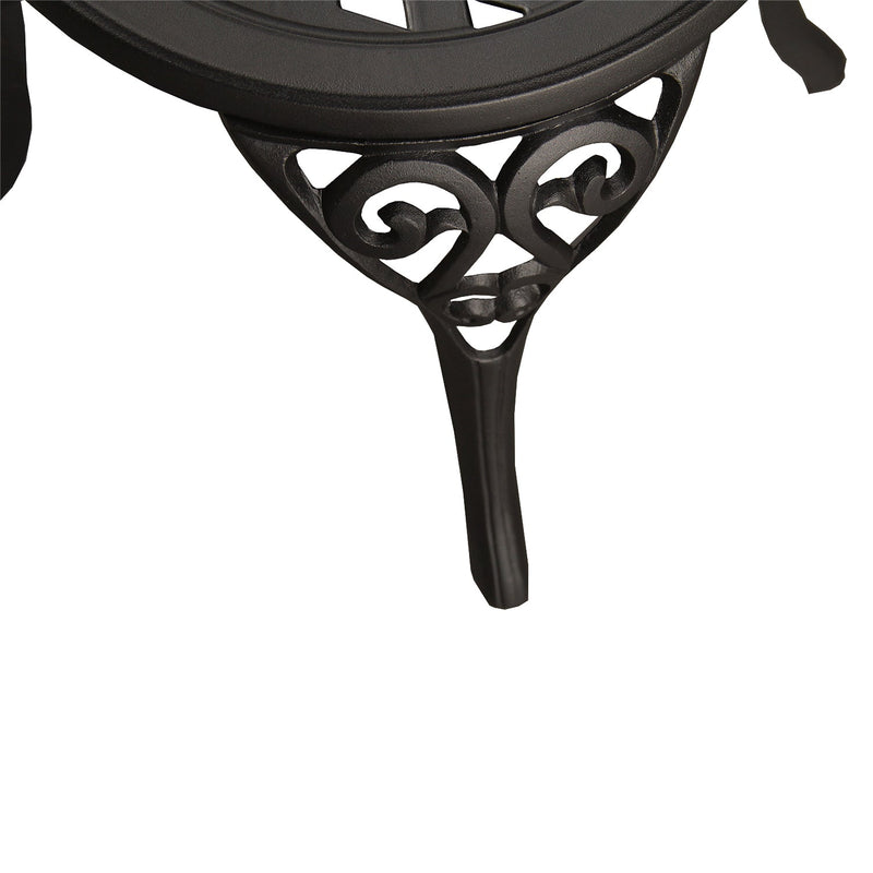 Black Ornate Outdoor Patio Garden Aluminum 3 Piece Bistro Set